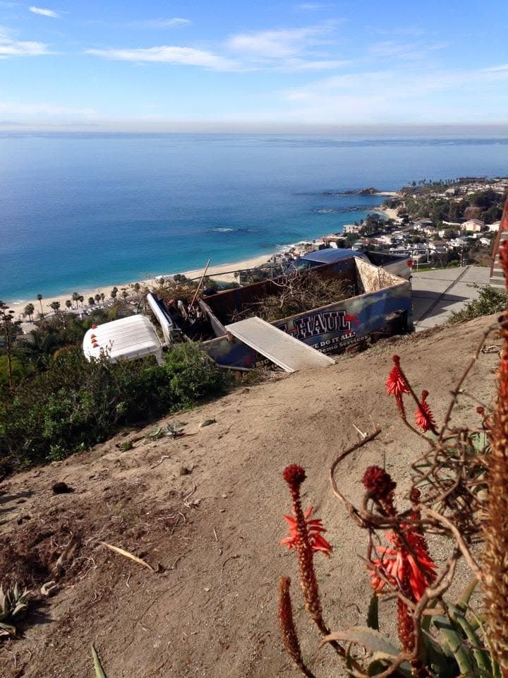 All Haul truck bed on a hillside overlooking Laguna Beach