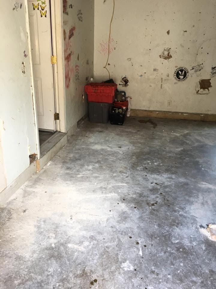 Empty garage floor after a cleanout