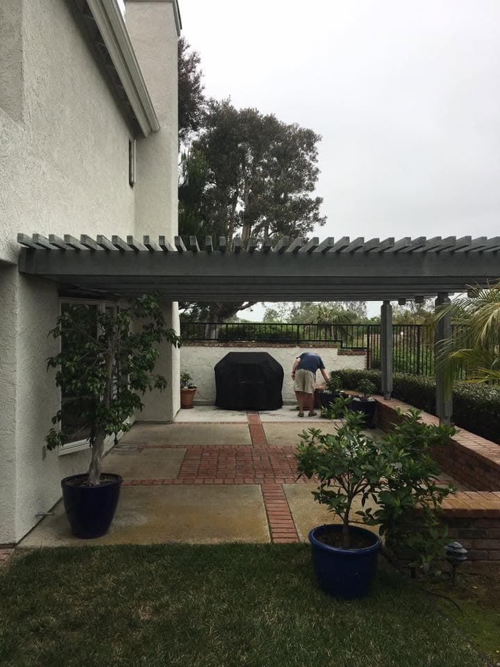 Backyard patio cover before removal