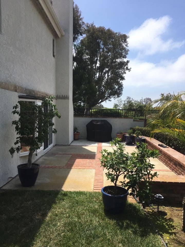 Backyard patio after a patio cover removal